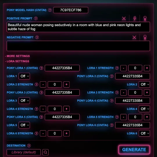 Sexy.ai has dozens of models and countless LoRAs for creating endless possibilities